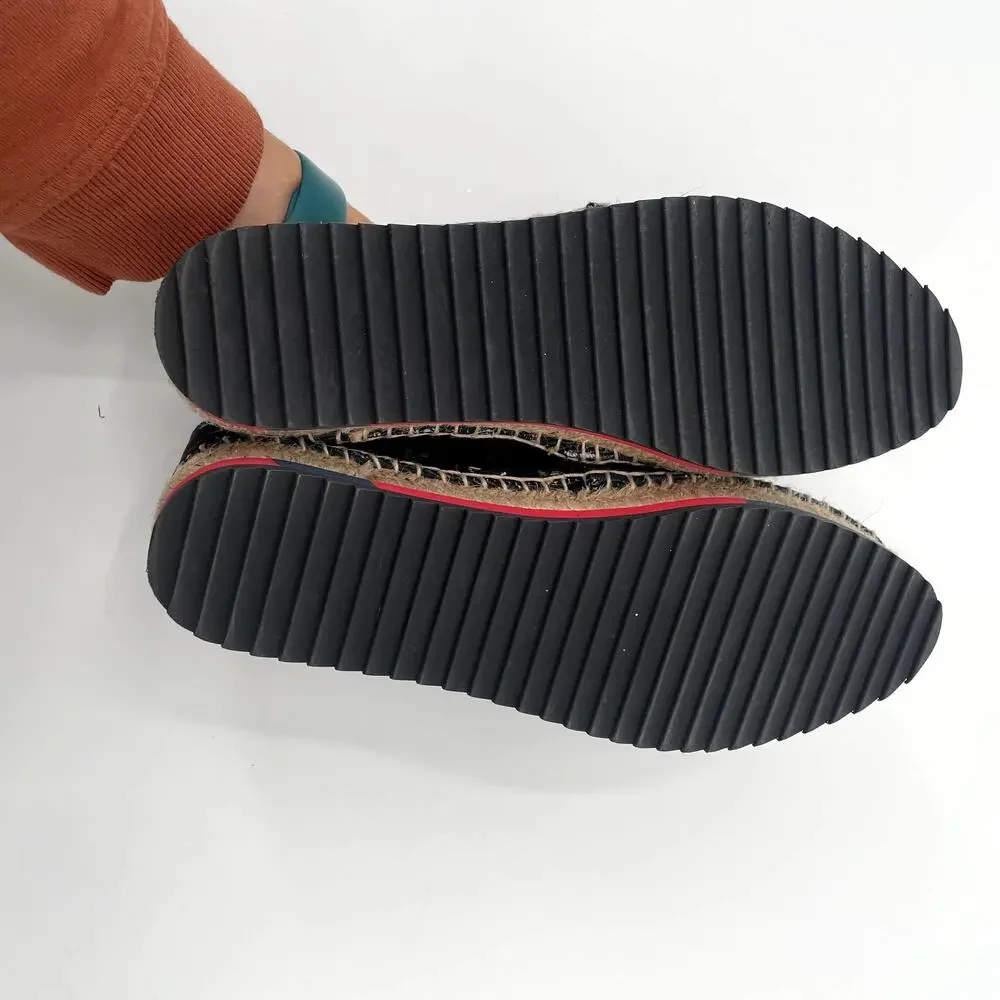 Diane Von Furstenberg Navy Floral Tulum Espadrille Flats // 7